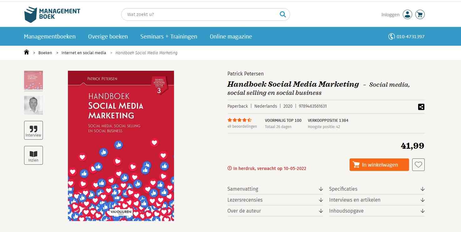 Het Handboek Social Media Marketing is in herdruk en mei 2022 weer beschikbaar